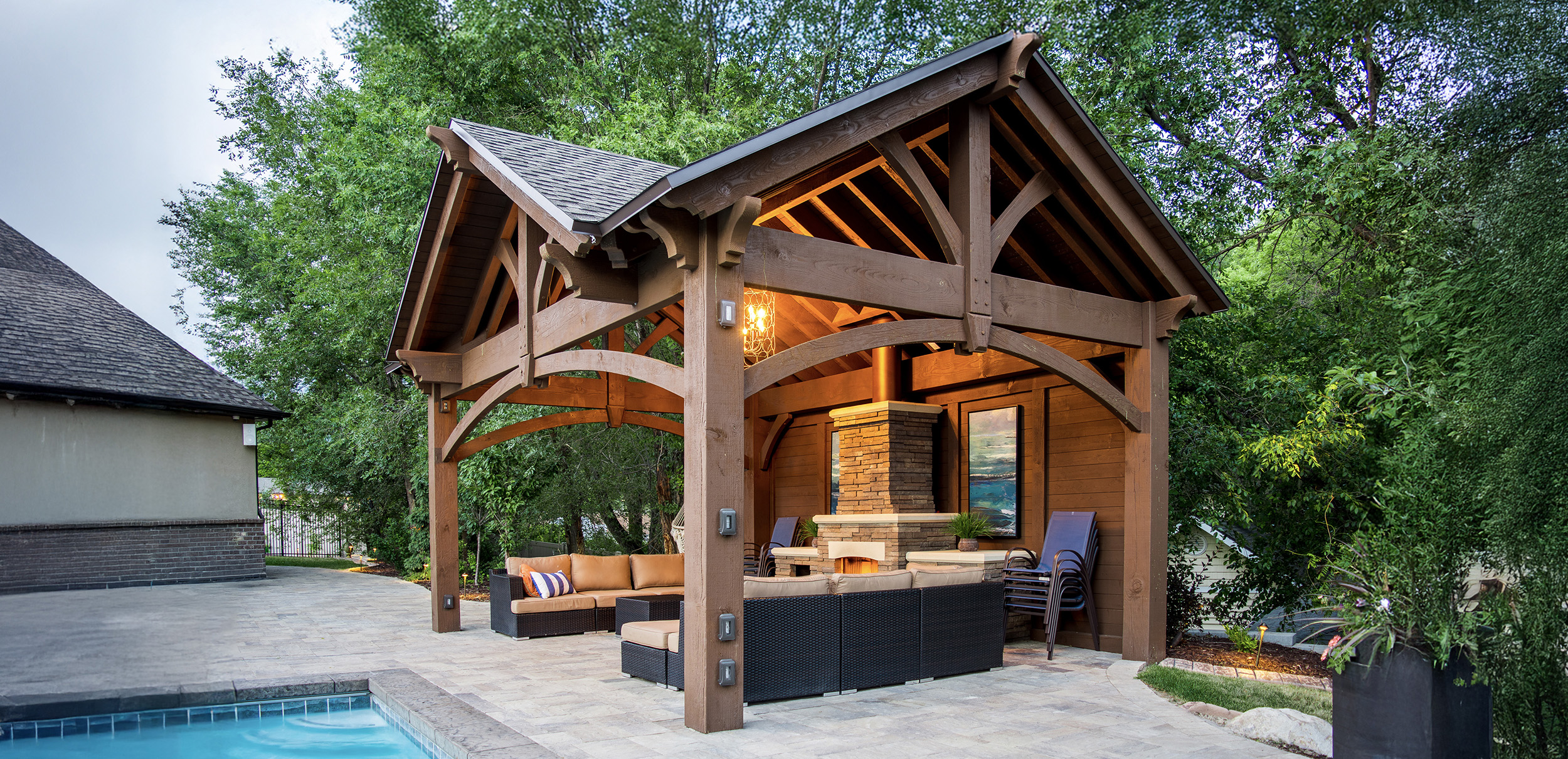 Western Timber Frame stunning timber pavilion with pool